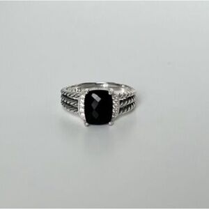 Elegant Black Stone Silver Ring